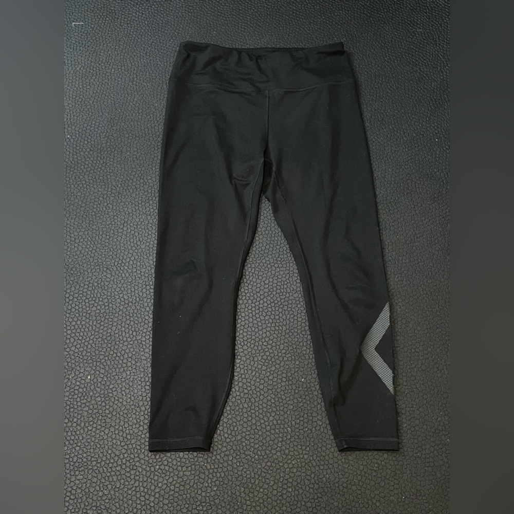 Pony‎ Activewear Leggings Women Large Black Reflective Logo Cropped High Rise